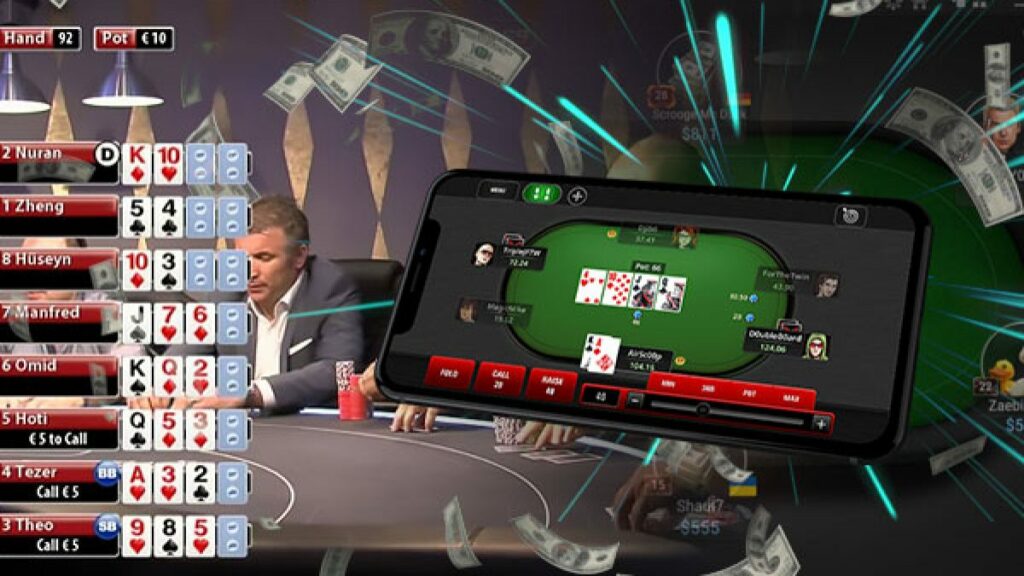 online poker user interface showcase on mobile device